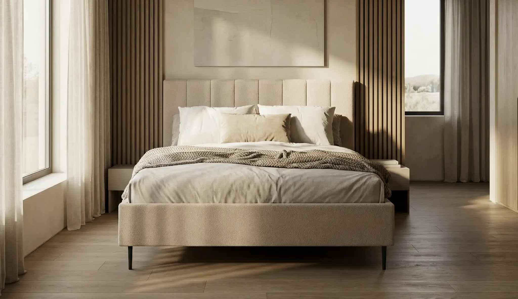 LunaBed ANDROMEDA – łóżko tapicerowane, aranżacja