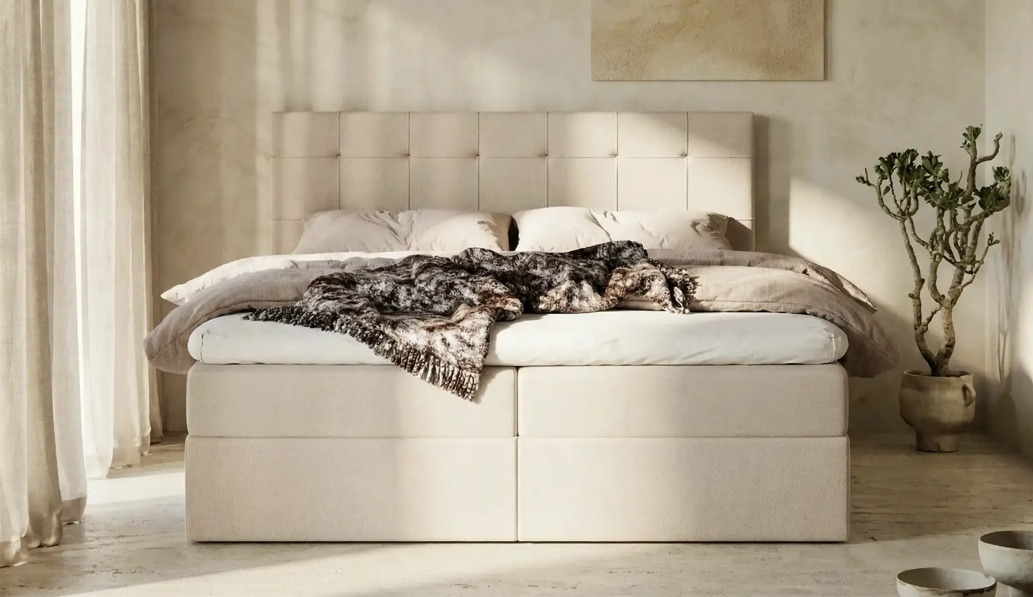 CALLISTO – łóżko kontynentalne podwójne z pojemnikiem