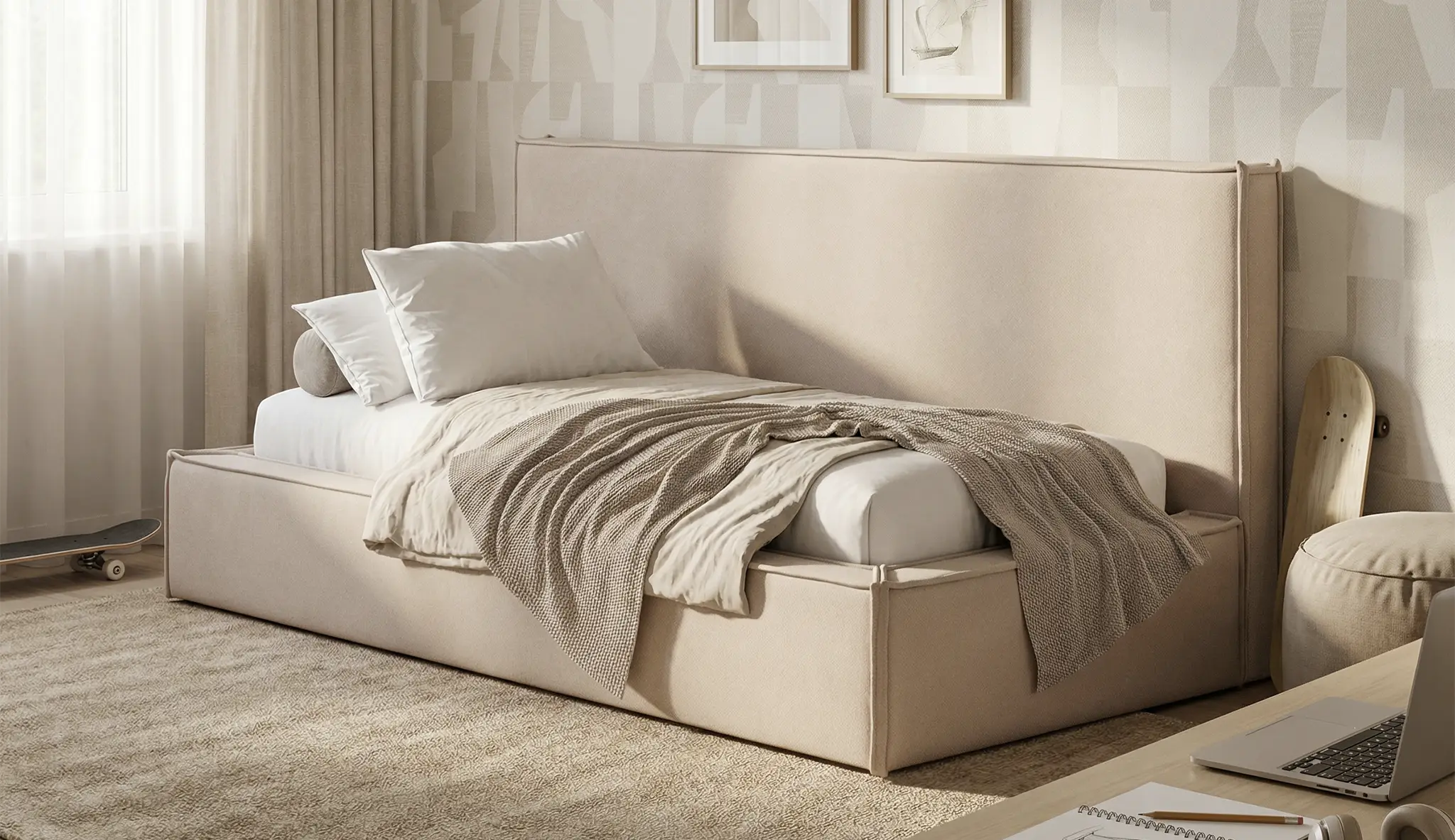 CERES – łóżko pojedyncze z pojemnikiem