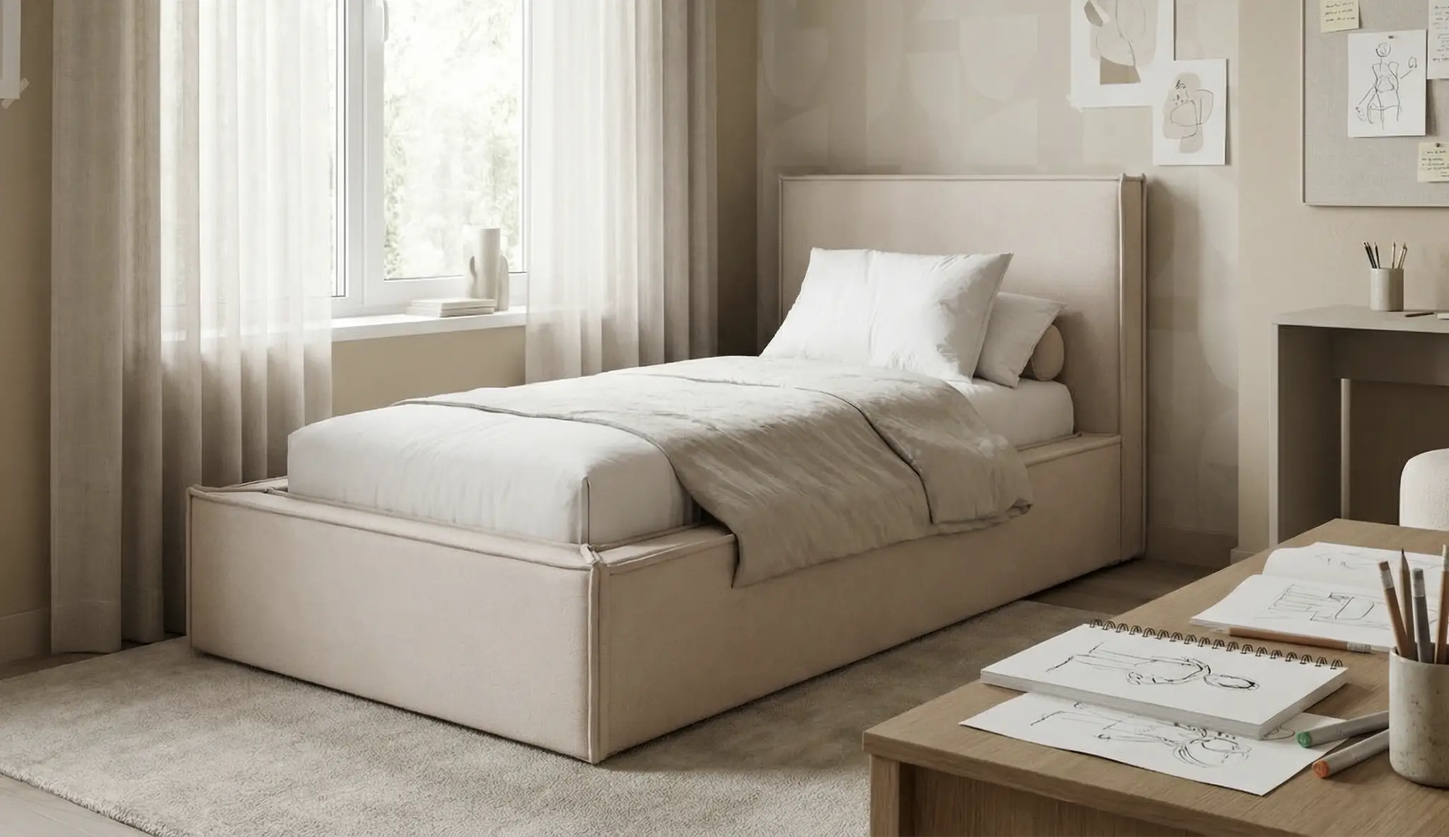 ERIS – łóżko pojedyncze z pojemnikiem