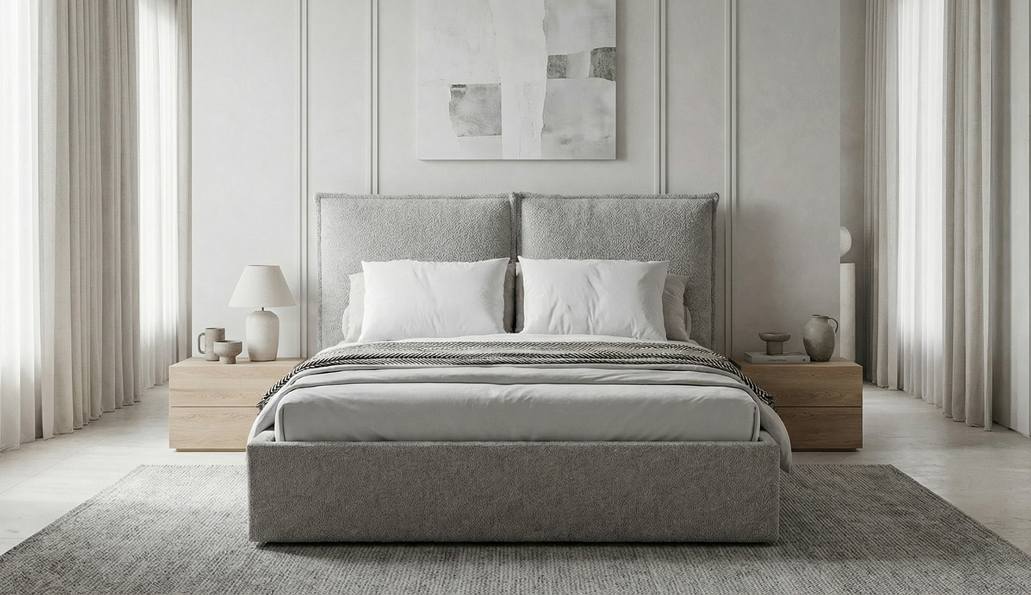 MERGA – łóżko tapicerowane LunaBED z pojemnikiem (opcja)