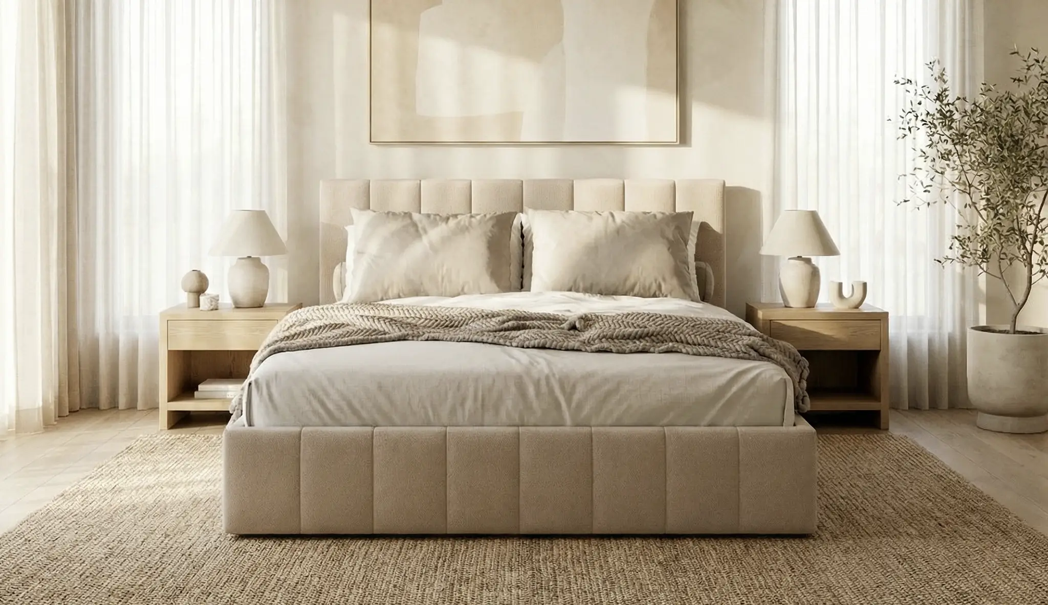 LunaBed ORION – łóżko tapicerowane, aranżacja