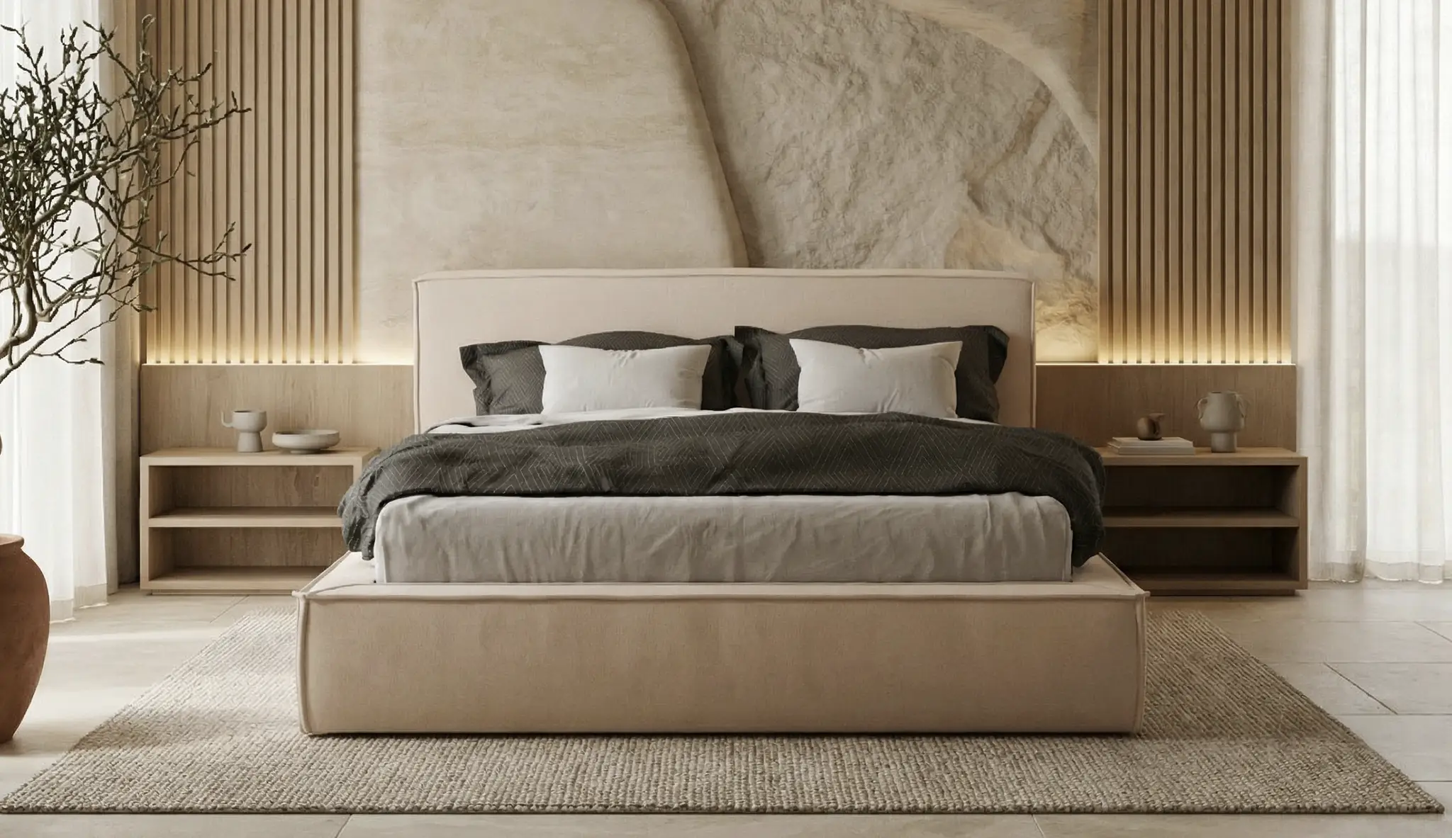 LunaBed PROXIMA – łóżko tapicerowane, aranżacja