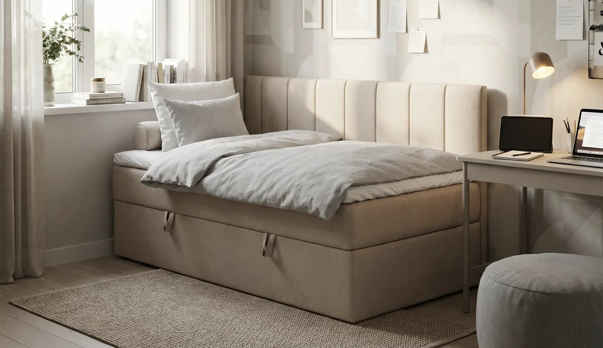 VESTA – łóżko kontynentalne z pojemnikiem