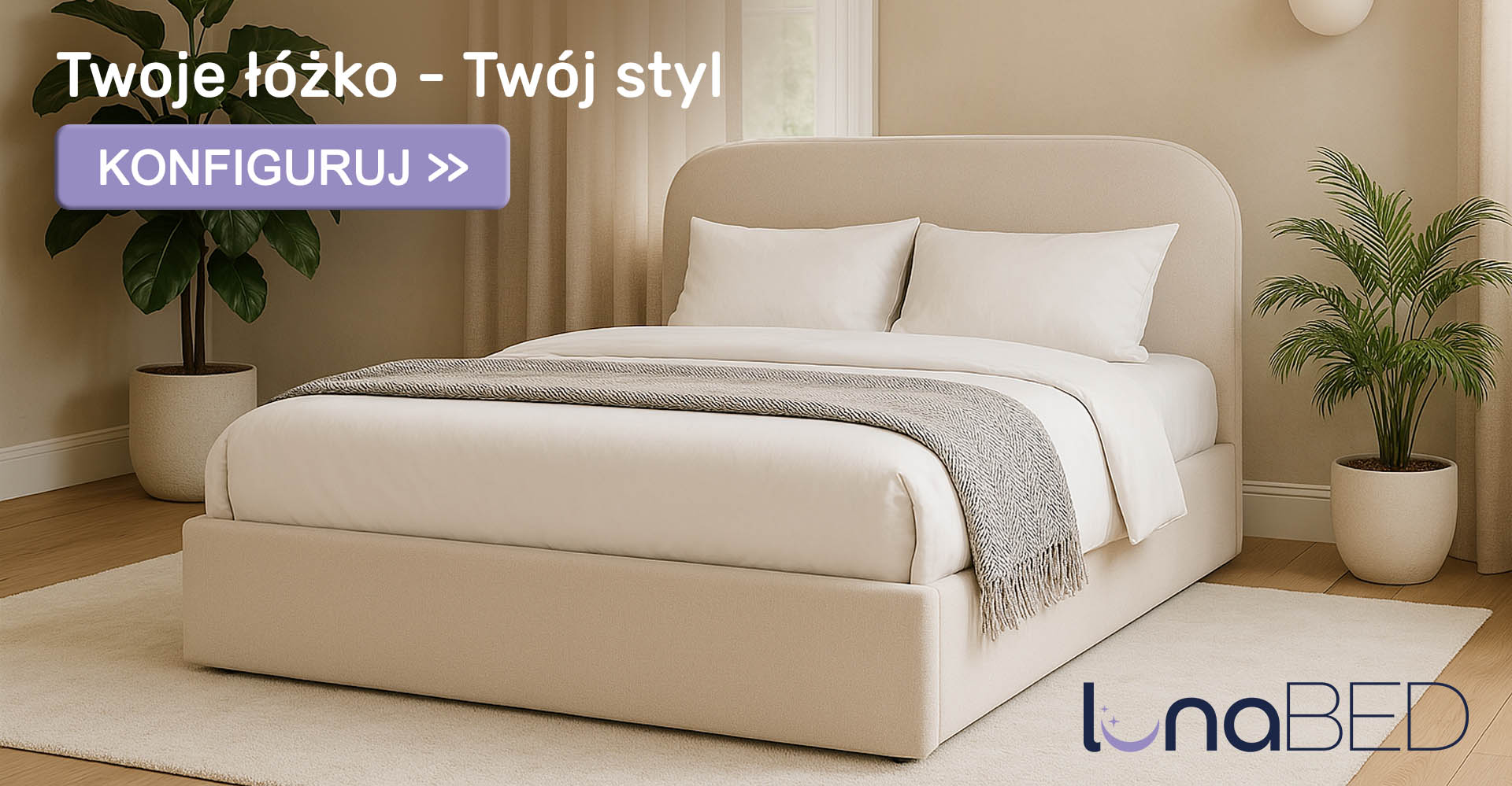Łóżka tapicerowane na wymiar Luna Bed - skonfiguruj