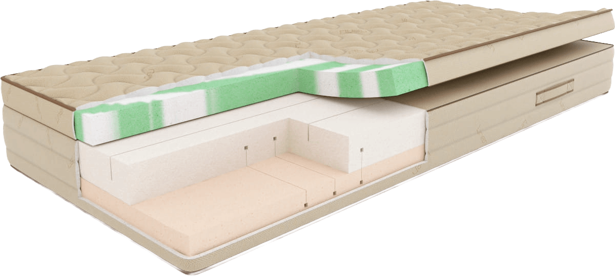 SleepMed Natura Plus — przekrój budowy materaca piankowego naturalnego, wysokość 28 cm
