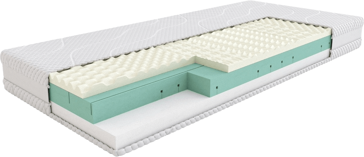 SleepMed Comfort — przekrój budowy materaca piankowego, wysokość 20 cm