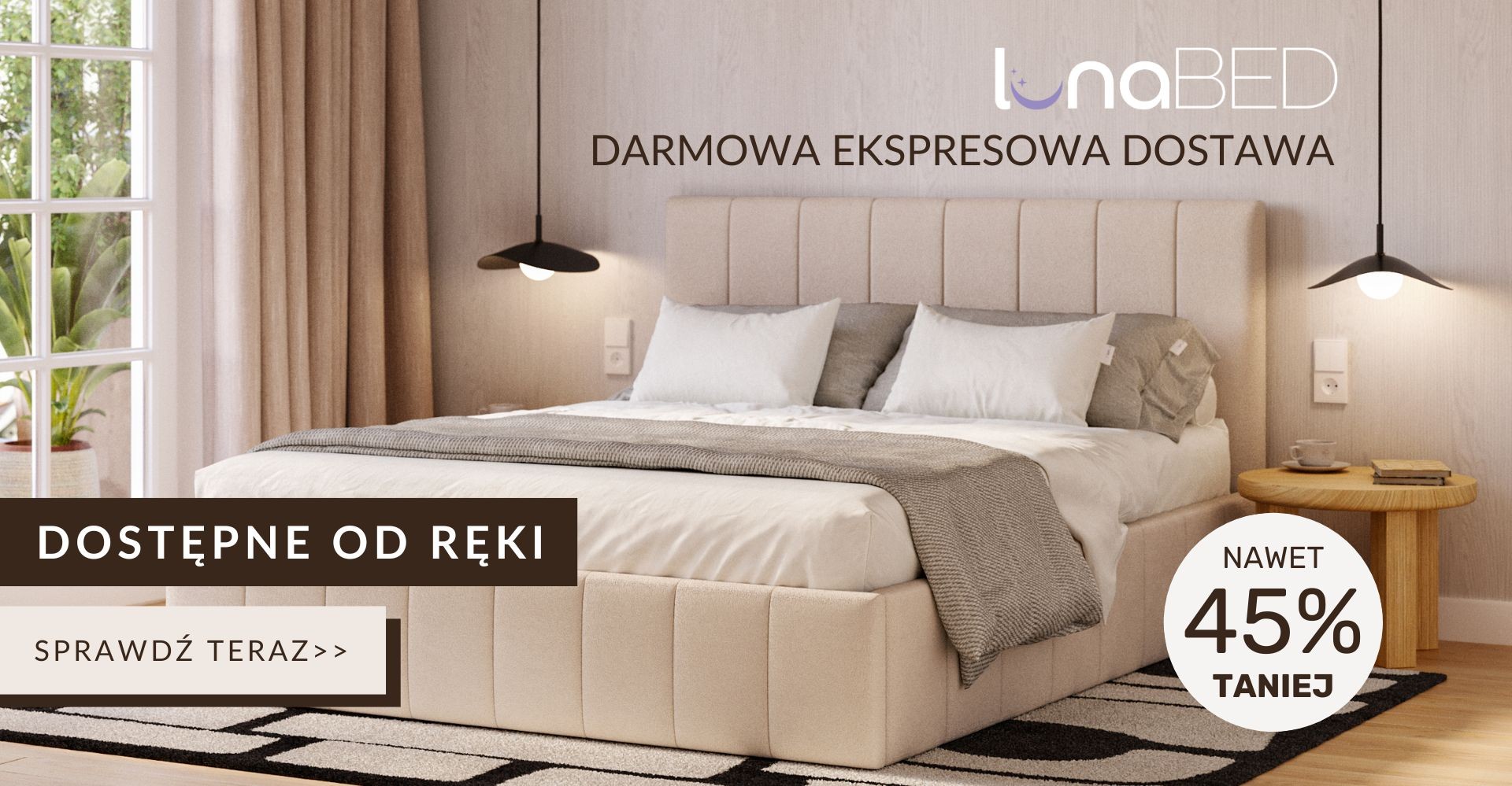 Darmowa dostawa i 40% rabatu na łożka LunaBed dostępne od ręki