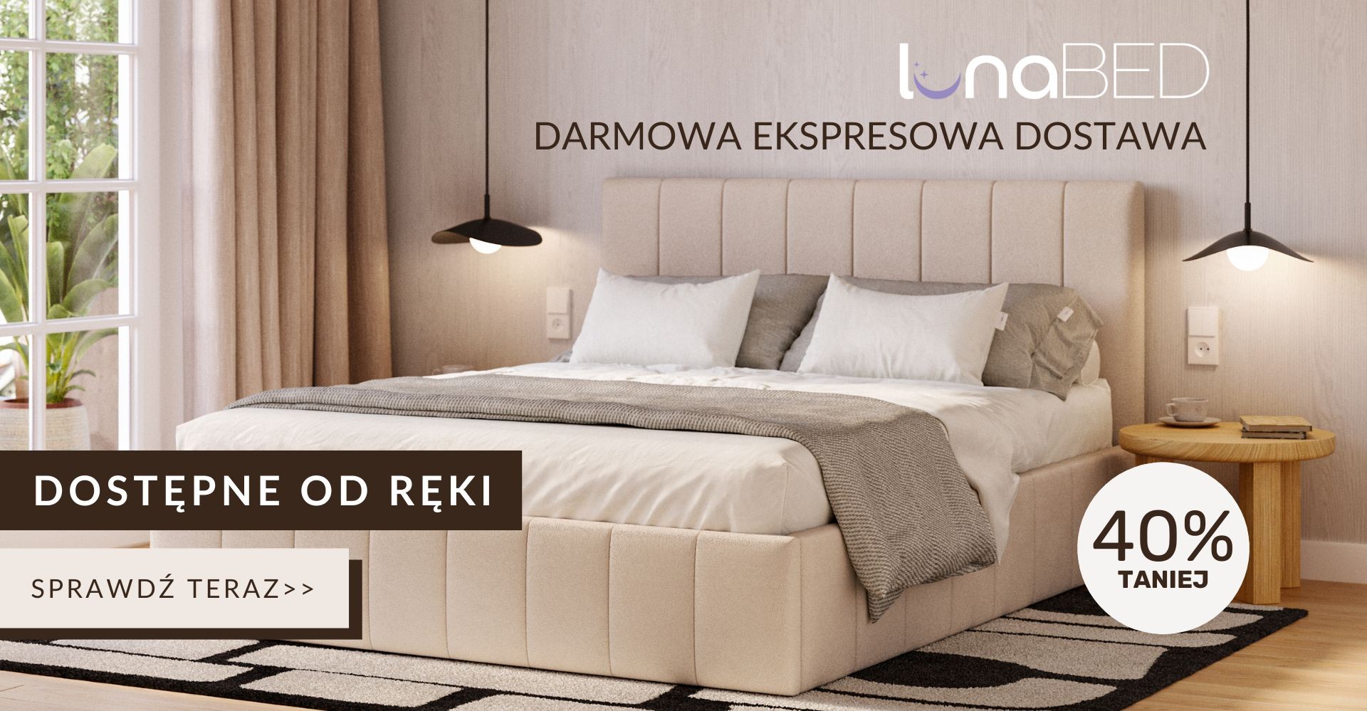 Darmowa dostawa i 40% rabatu na łożka LunaBed dostępne od ręki