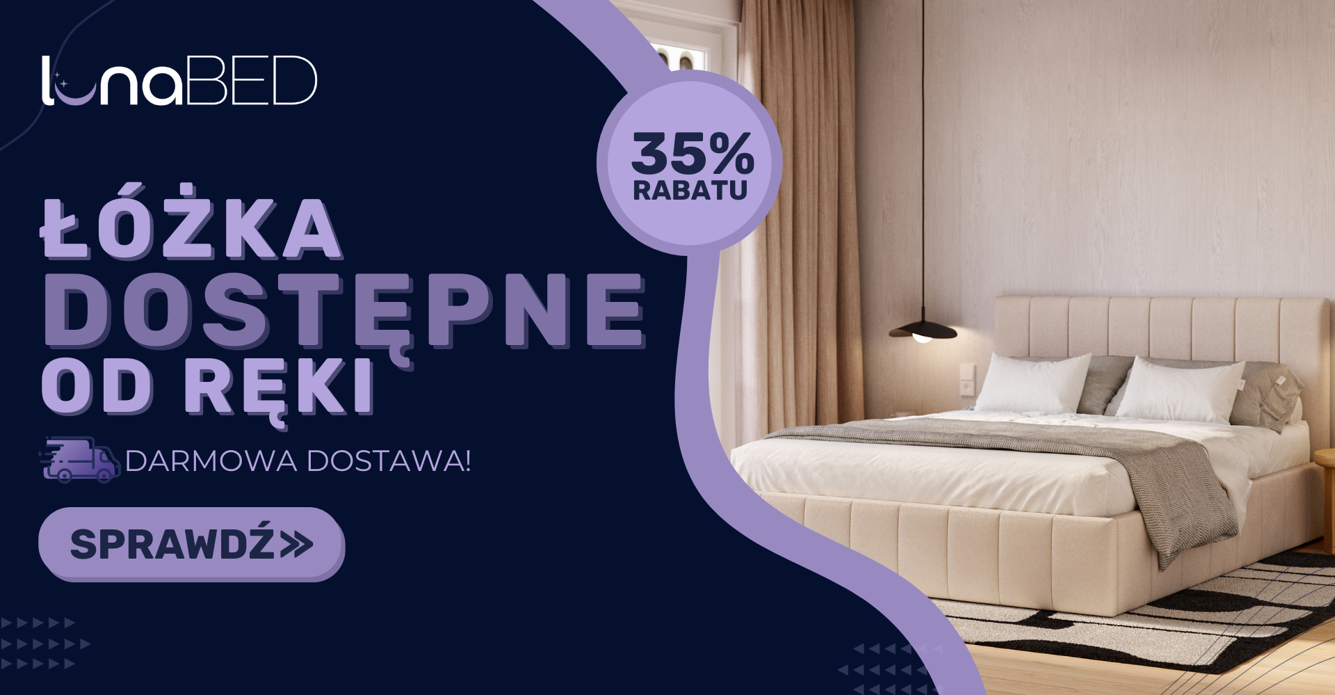 Darmowa dostawa i 35% rabatu na łożka LunaBed dostępne od ręki